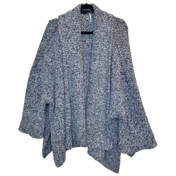 Free People Women’s Fuzzy BFF Gray Cardigan Sweater Oversized Size M - Picture 1 of 7